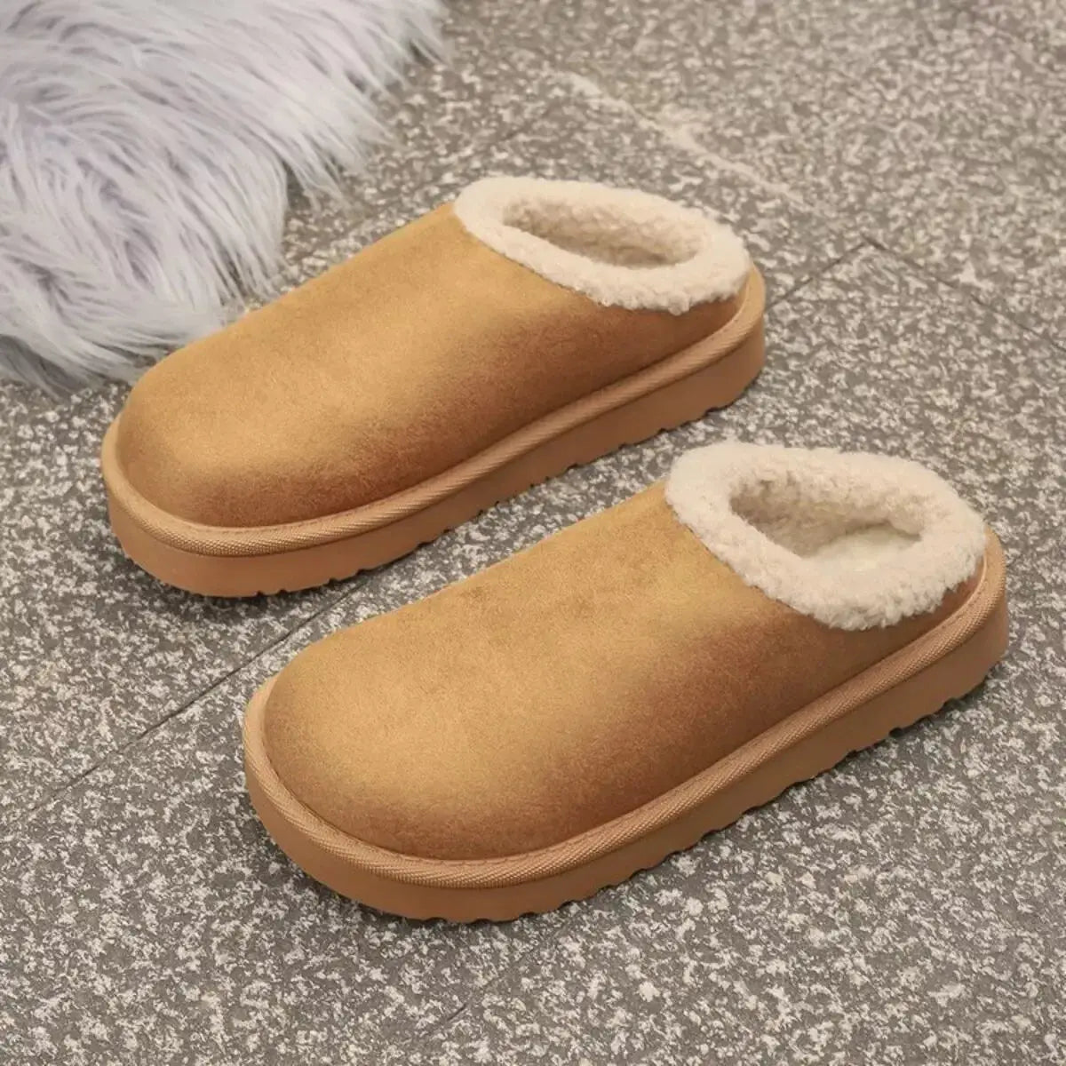 Cozy Plush Lined Platform Slippers - Makw Official Site