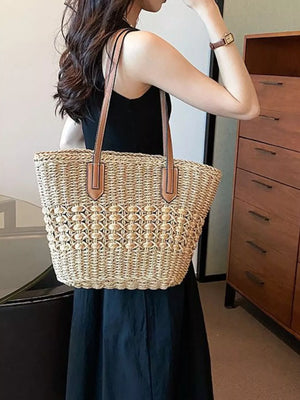 Woven Straw Shoulder Bag - Makw Official Site