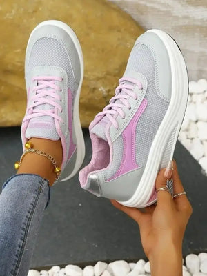 Breathable Lace Up Contrast Mesh Athletic - Makw Official Site