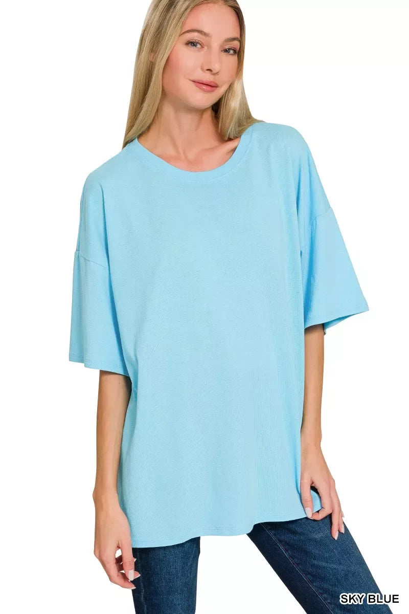 Zenana Cotton Short Sleeve Oversized Tunic Tee - Makw Official Site