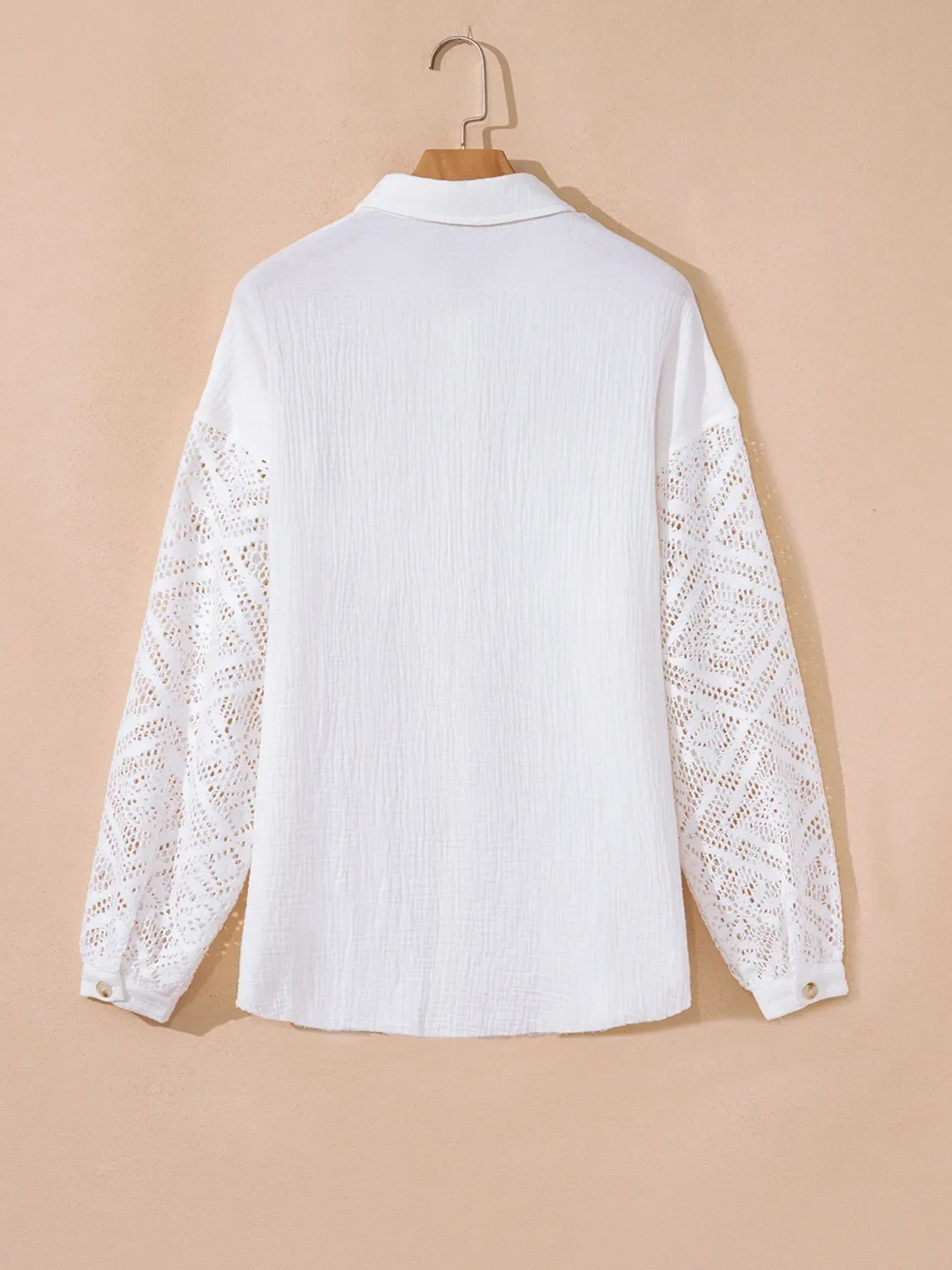 Lace Sleeve Button Down Shirt - Makw Official Site