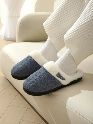 Horn Buckle Furry Texture Flat Slippers - Makw Official Site