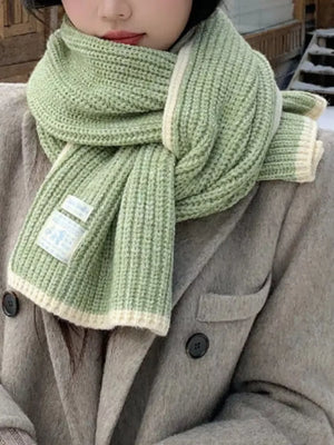 Contrast Trim Knitted Winter Scarf - Makw Official Site