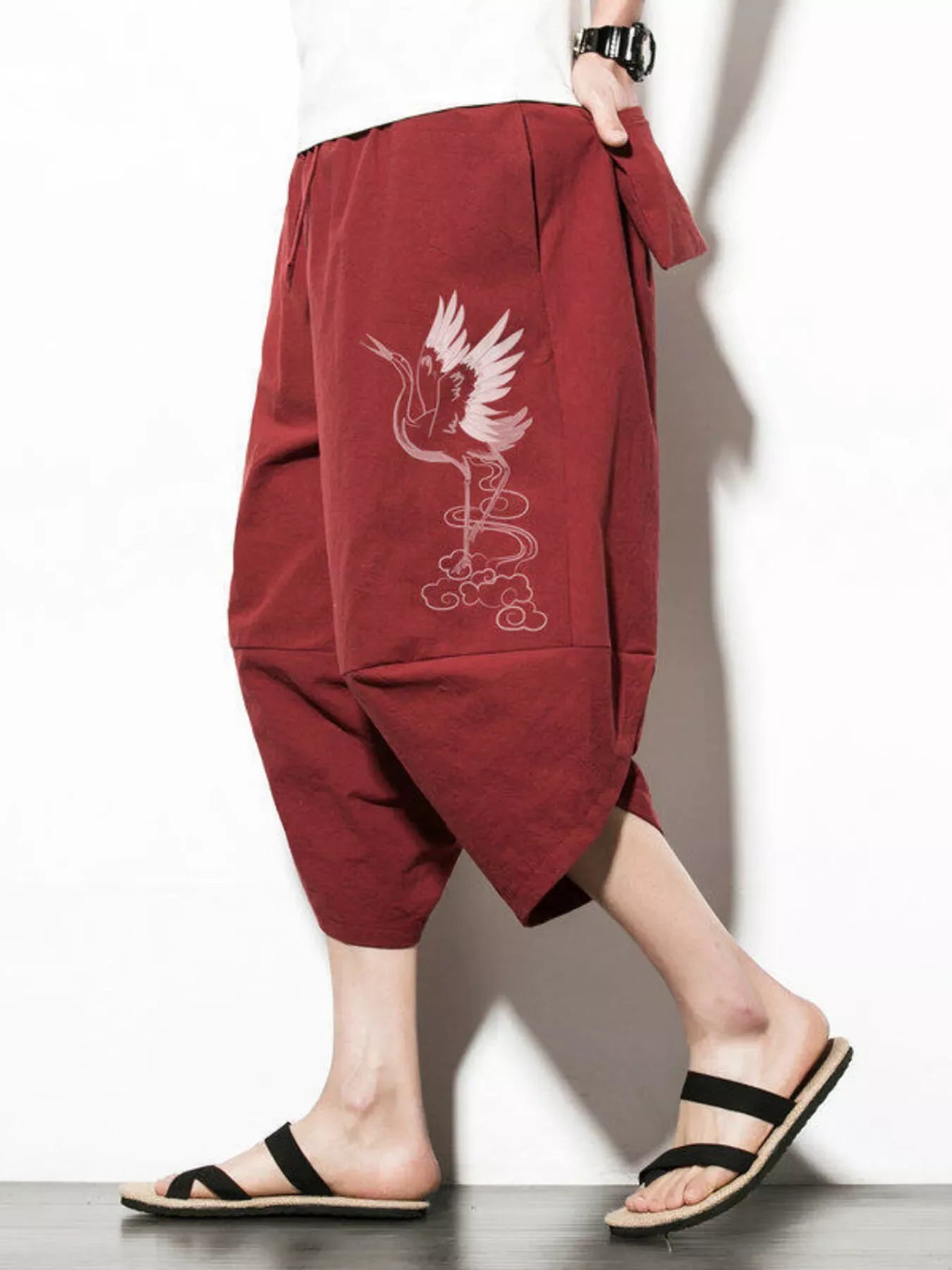 Men's Plus Size Loose Fit Cropped Pants - Makw Official Site