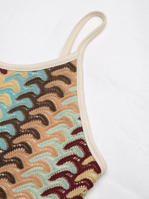 Striped Scoop Neck Bodycon Midi Dress - Makw Official Site