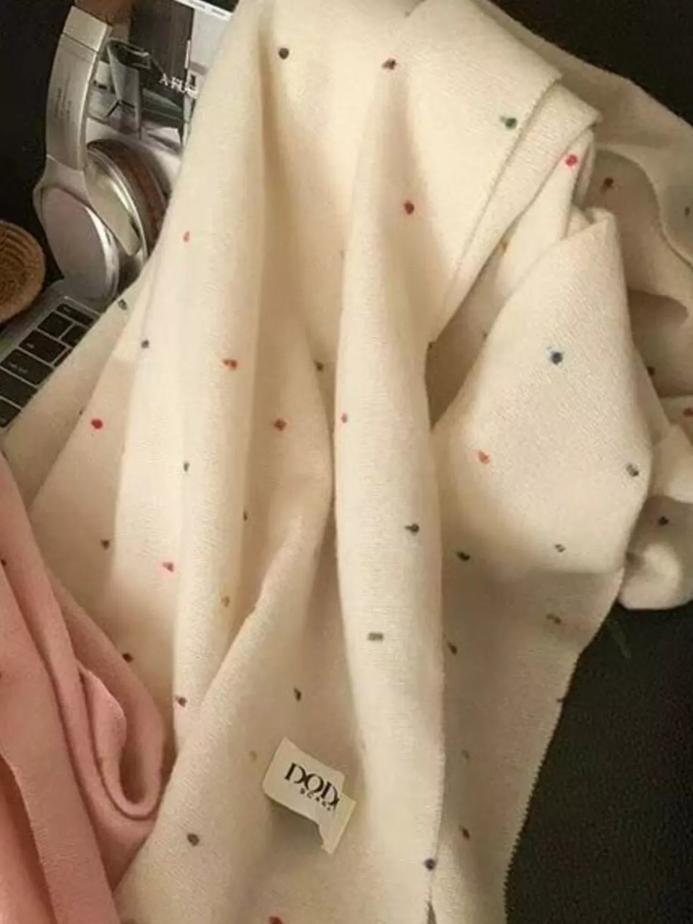 Polka Dot Fringe Scarf - Makw Official Site