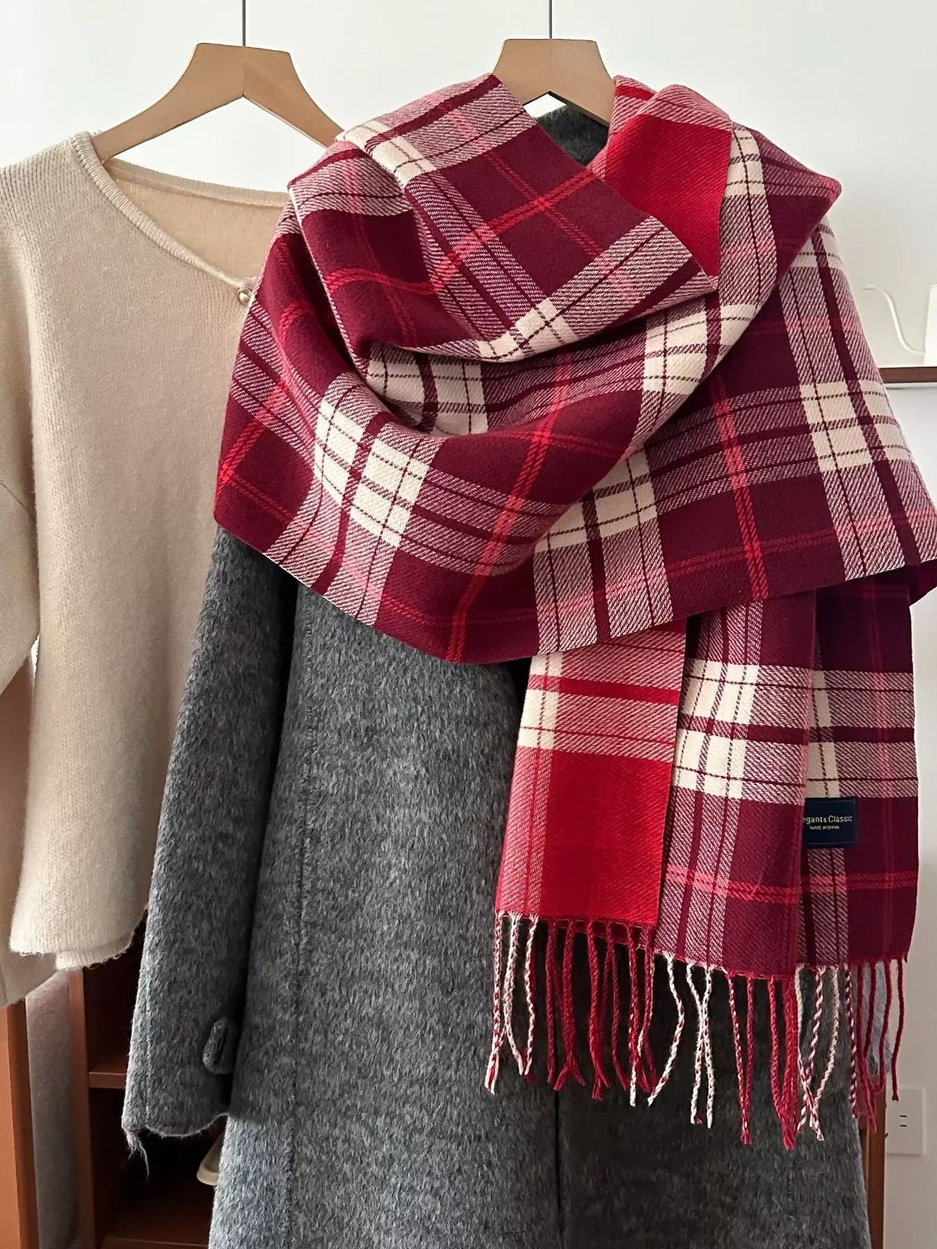 Classic Fringe Plaid Scarf - Makw Official Site