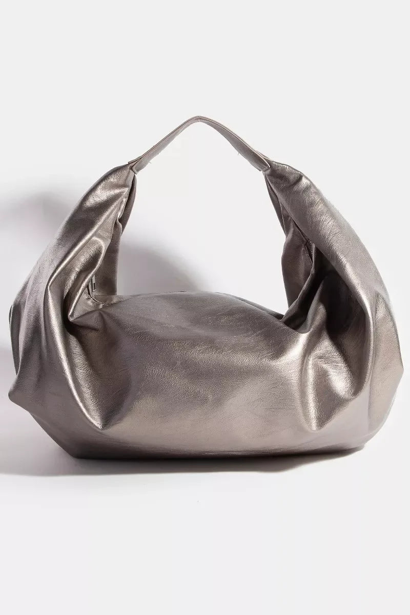 Fame Simple Faux Leather Hobo Shoulder Bag - Makw Official Site