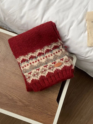Nordic Pattern Knitted Winter Scarf - Makw Official Site