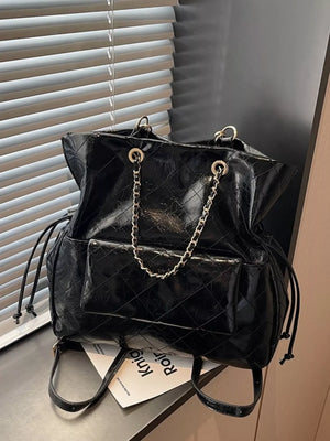 Quilted Chain Decor Backpack Bag - Makw Official Site