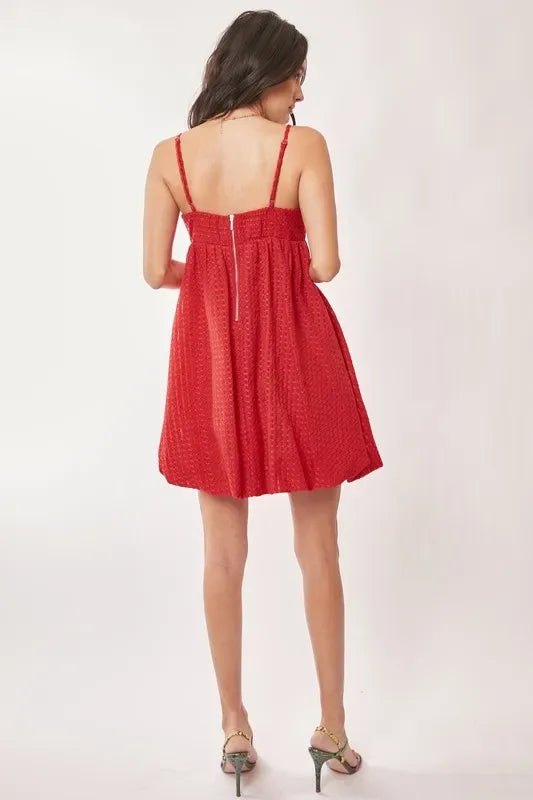 Davi & Dani Textured Sweetheart Neckline Bubble Hem Dress - Makw Official Site