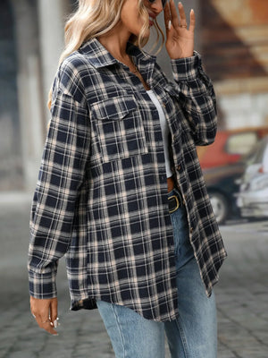 Plaid Button-Down Oversized Shirt - Makw Official Site