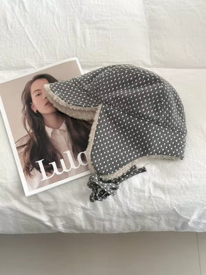 Polka Dot Fleece-Lined Hat - Makw Official Site