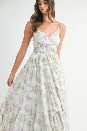 MABLE Floral Print Tiered Cami Maxi Dress - Makw Official Site
