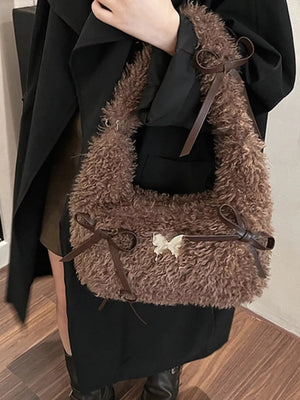 Fluffy Bow Shoulder Bag - Makw Official Site