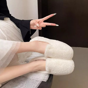 Fluffy Round Toe Slip-Ons - Makw Official Site