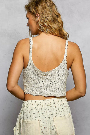 POL Handmade Granny Pattern Crochet Cami with Scalloped Strap - Makw Official Site