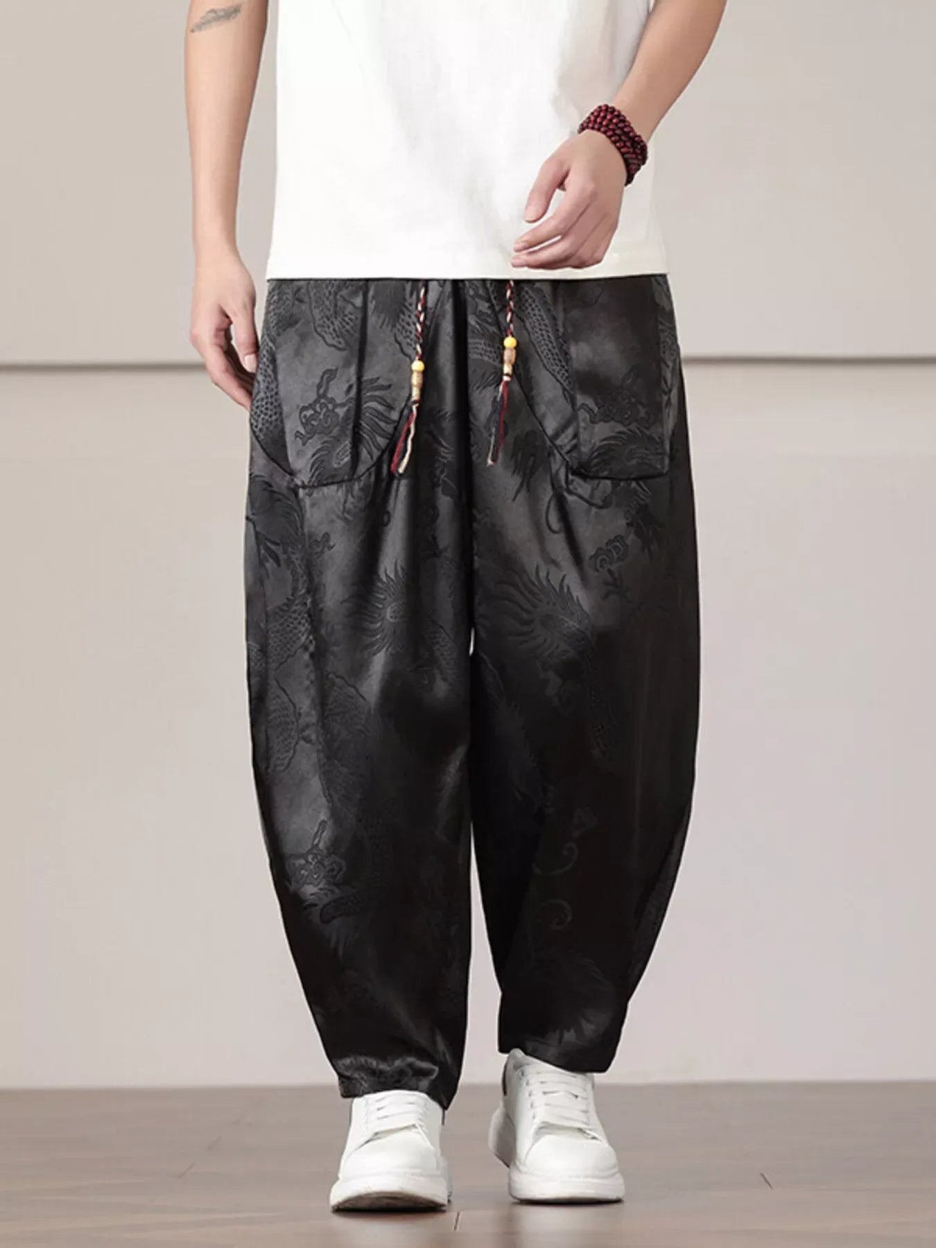 Men's Plus Size Dragon Pattern Harem Pants - Makw Official Site