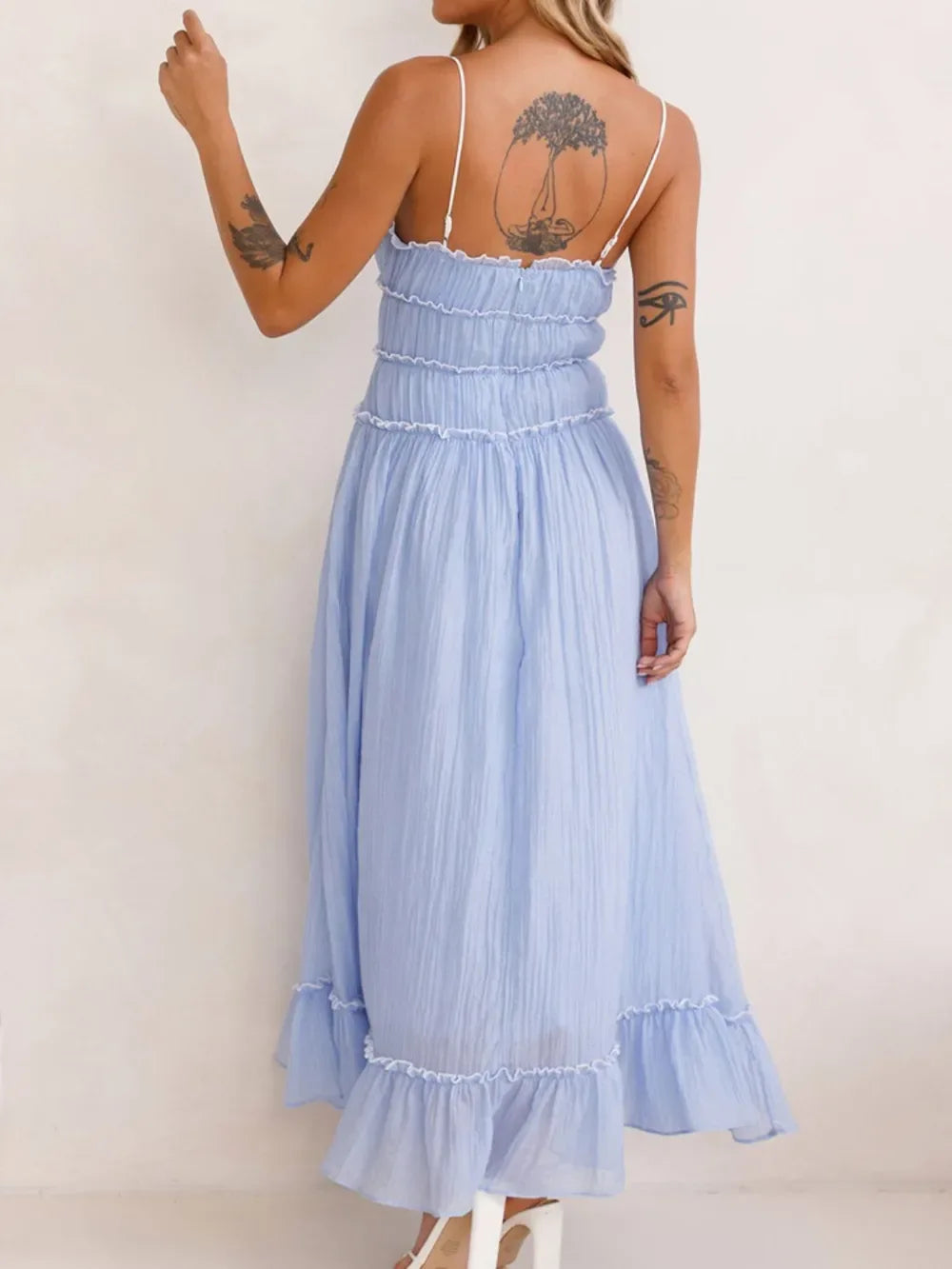Devine Frill Ruffled Hem Midi Cami Dress - Makw Official Site