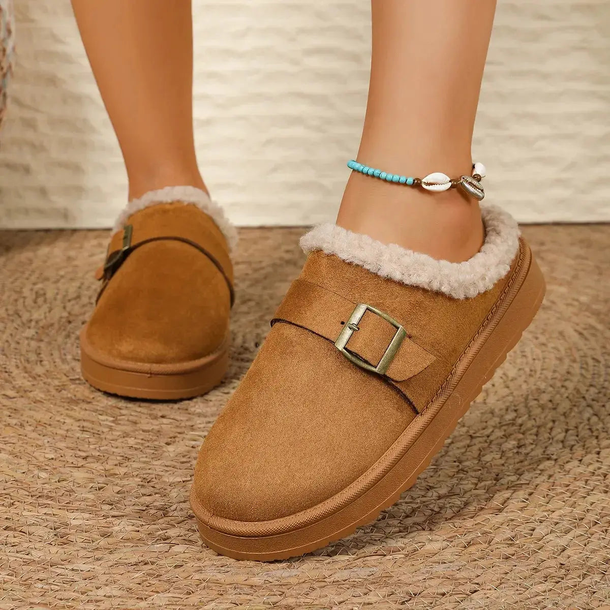 Round Toe Platform Slippers - Makw Official Site