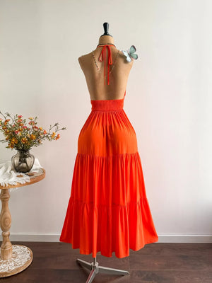 Halter Neck Tiered Dress - Makw Official Site