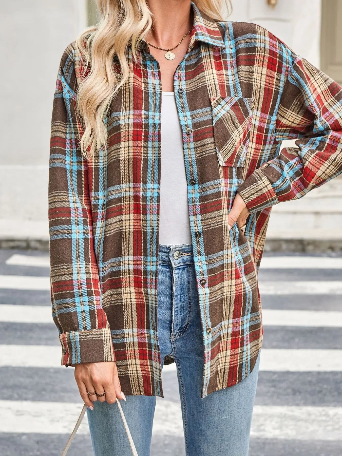 Plaid Button Up Long Sleeve Shirt - Makw Official Site