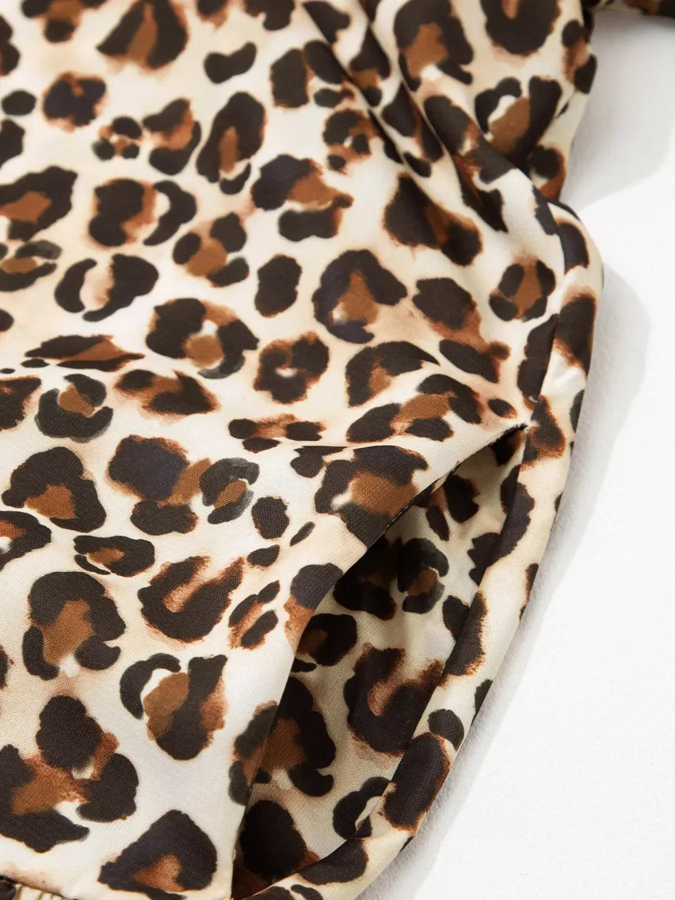 Leopard Print Striped Patchwork 3/4 Sleeve Loose Mini Dress - Makw Official Site