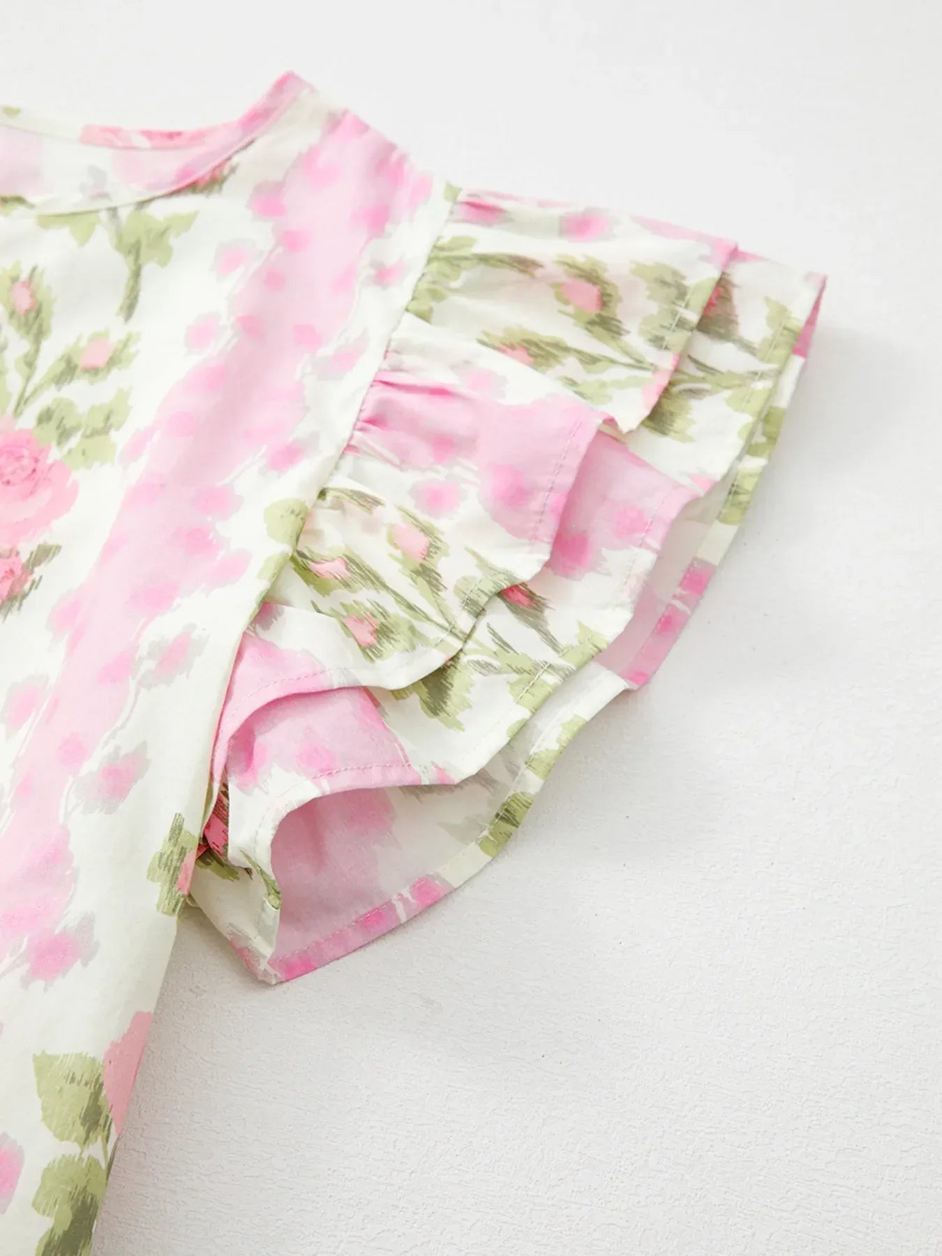 Floral Print Ruffled Sleeve Blouse - Makw Official Site