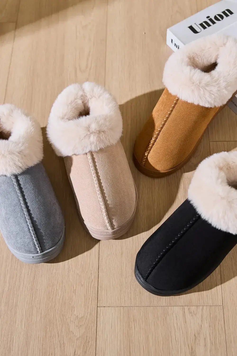 Faux Fur Round Toe Platform Slippers - Makw Official Site