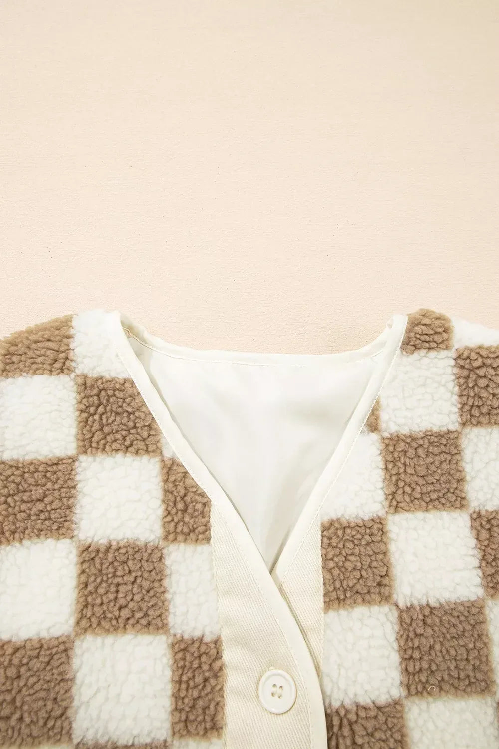 Checkered Sherpa Oversized Button Up Jacket - Makw Official Site