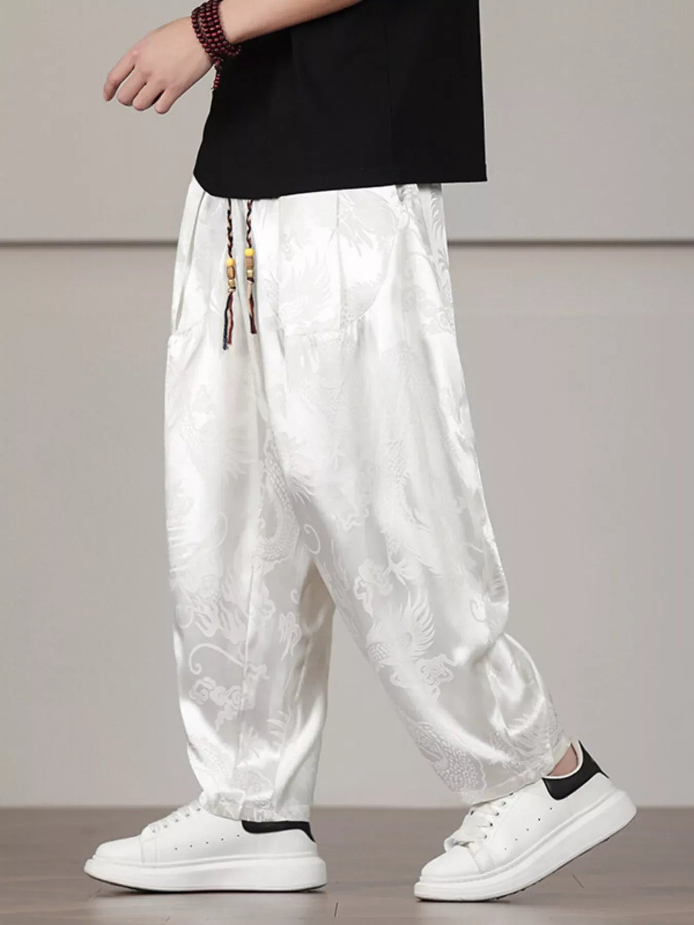 Men's Plus Size Dragon Pattern Harem Pants - Makw Official Site