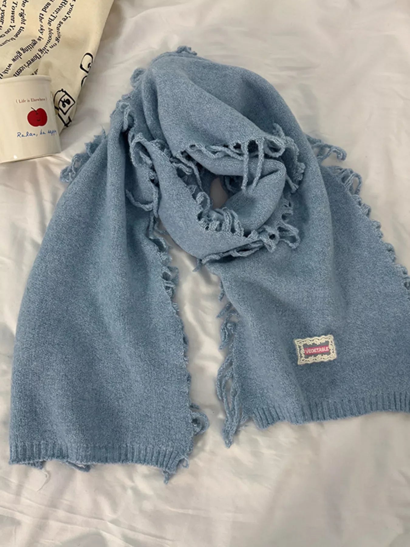 Knitted Fringe Scarf - Makw Official Site