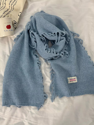 Knitted Fringe Scarf - Makw Official Site