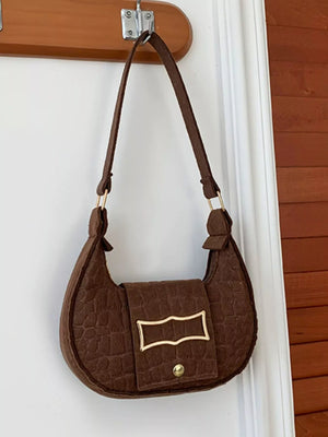 Crocodile Embossed Flap Shoulder Bag - Makw Official Site