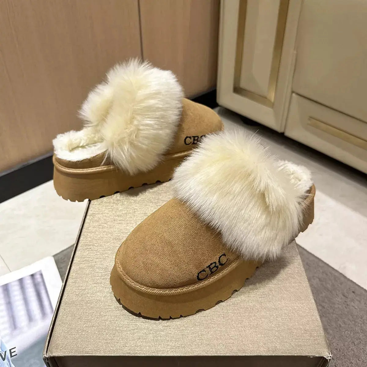 Furry Platform Slippers - Makw Official Site