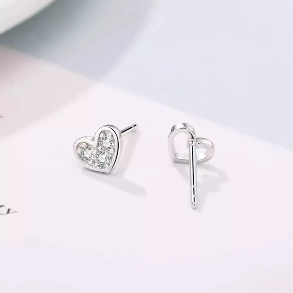 925 Sterling Silver Heart Stud Earrings - Makw Official Site