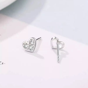 925 Sterling Silver Heart Stud Earrings - Makw Official Site