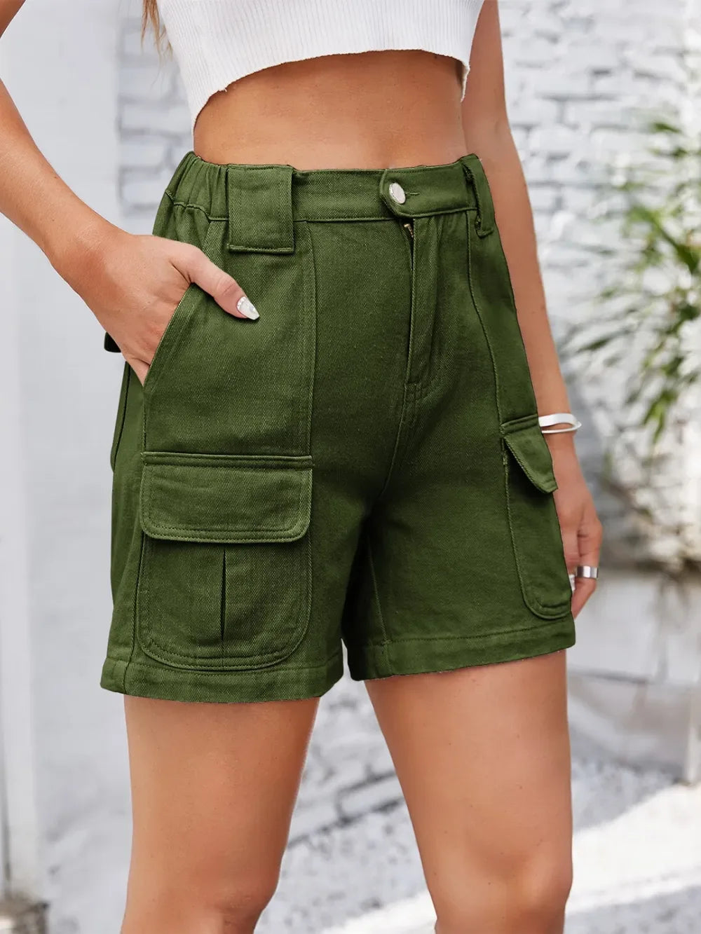 High Waist Washed Denim Shorts - Makw Official Site