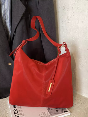 Solid Color Leather Shoulder Bag - Makw Official Site