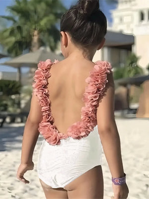 Backless Petal Strap Parent-Child Swimsuit - Makw Official Site