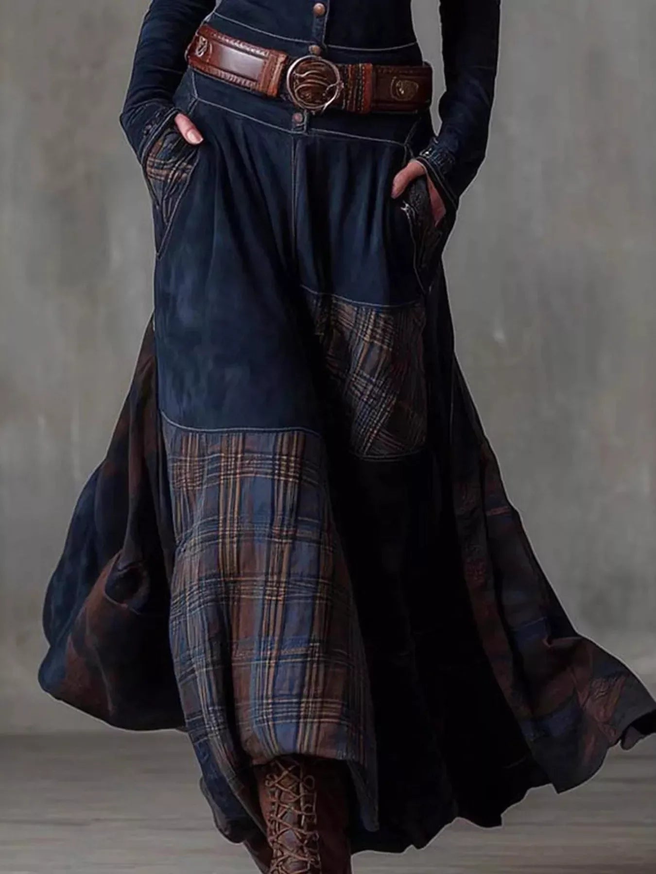 Full Size Plaid Button Front Long Sleeve Dress Plus Size - Makw Official Site