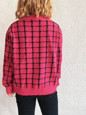 Plaid Pattern Zip Up Cardigan - Makw Official Site