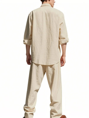 Men's Full Size Button Up Shirt and Pants Set Plus Size - Makw Official Site