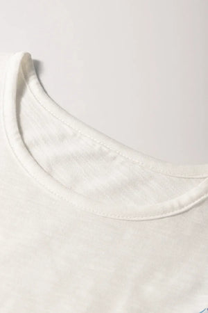 Round Neck Printed Ruffled Cap Sleeve Blouse - Makw Official Site