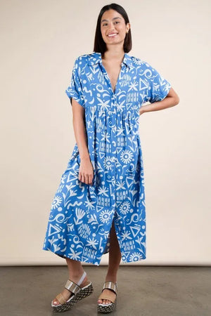 VERY J Plus Size Oversized Printed Shirt Midi Dress - Makw Official Site