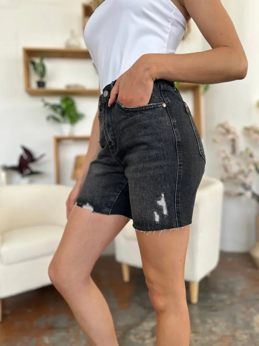 Judy Blue Full Size High Waist Rigid Magic Denim Shorts - Makw Official Site