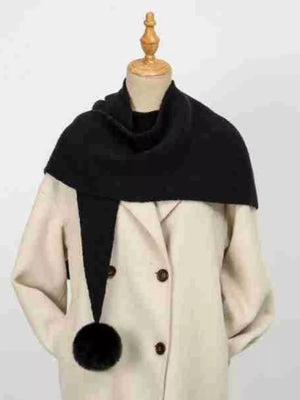 Solid Color Pom-Pom Scarf - Makw Official Site