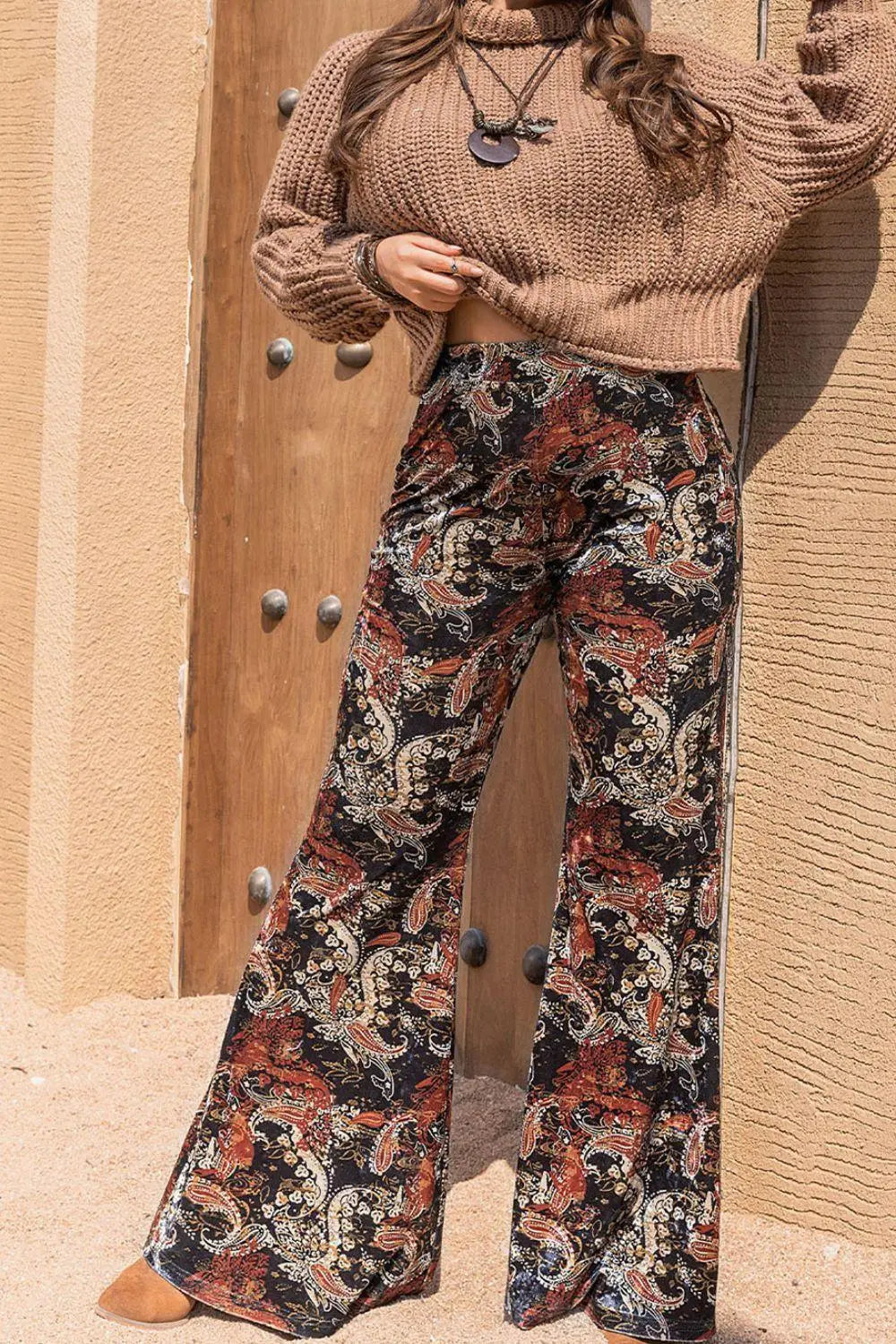 Plus Size Printed Wide Leg Long Pants - Makw Official Site