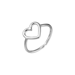 925 Sterling Silver Heart Open Ring - Makw Official Site