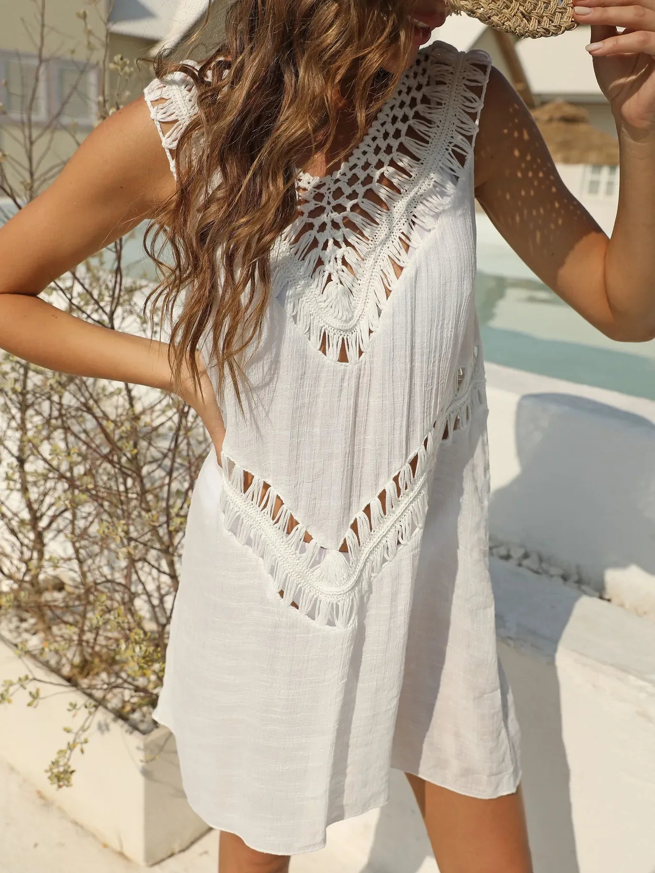 Crochet Detail Beach Cover Up Dress - Makw Official Site